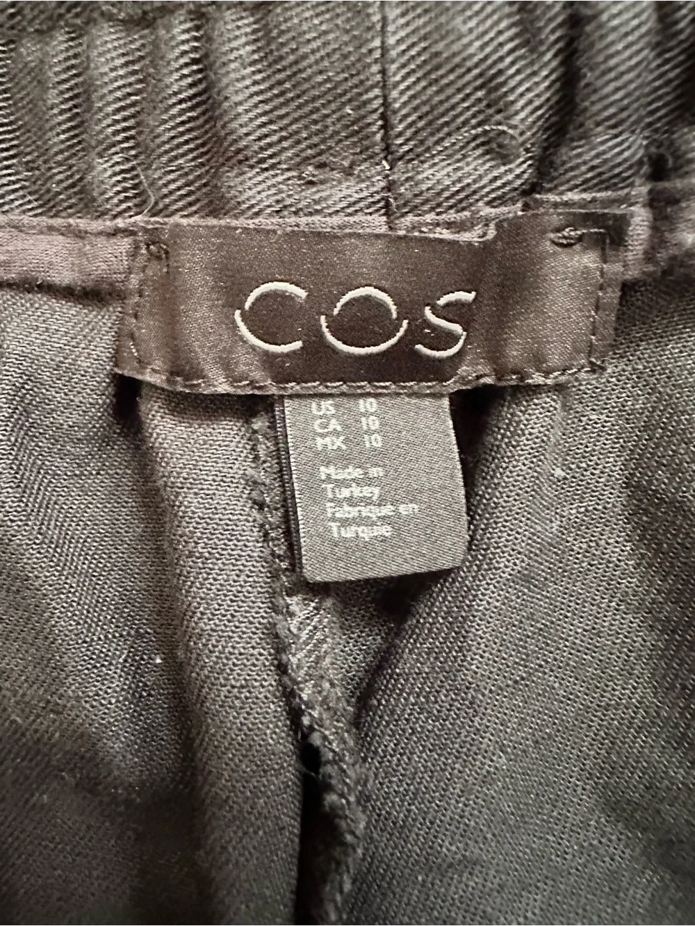 COS Women’s Black Linen Blend Drawstring Pull On Pants Size 10 Minimalist
